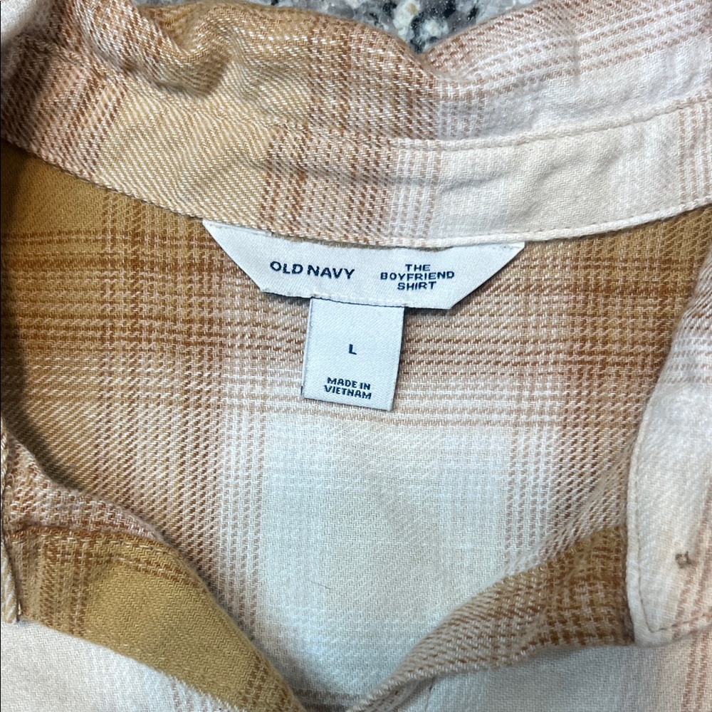 Old Navy Yellow and Cream Plaid Shirt